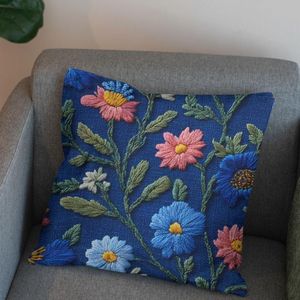 خرید انلاین پارچه مخمل روبالشی پارچه باما طرح سه بعدی گل ایرانی کد 5013972