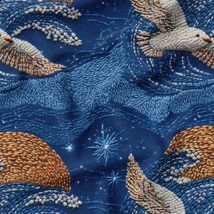 پارچه مخمل روبالشی پارچه باما طرح سه بعدی پرنده  کد 5013974