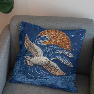 قیمت ارزان پارچه مخمل روبالشی پارچه باما طرح سه بعدی پرنده  کد 5013974