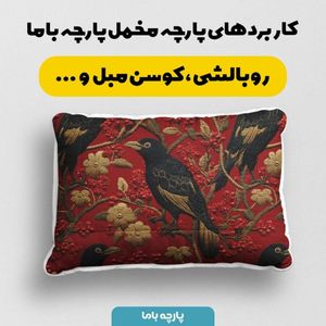 قیمت ارزان پارچه مخمل روبالشی پارچه باما طرح سه بعدی پرنده  کد 5013975
