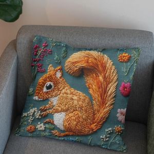 خرید انلاین پارچه مخمل روبالشی پارچه باما طرح سه بعدی سنجاب کد 5013980