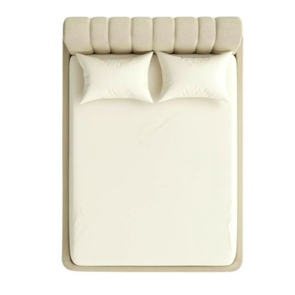 فروش اینترنتی روتختی کشدار عرض 160 ساده دونفره رنگ کرم نخودی