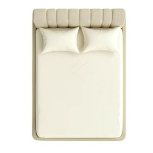 روتختی کشدار عرض 160 ساده دونفره رنگ کرم نخودی