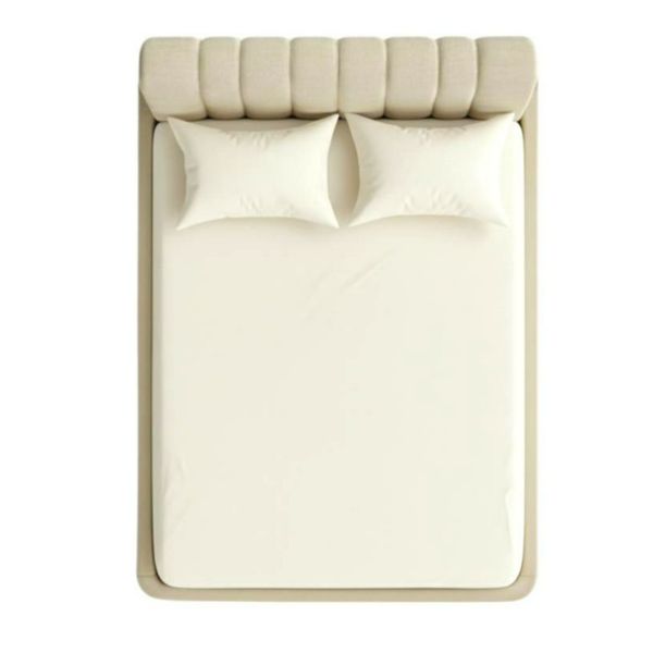 روتختی کشدار عرض 160 ساده دونفره رنگ کرم نخودی