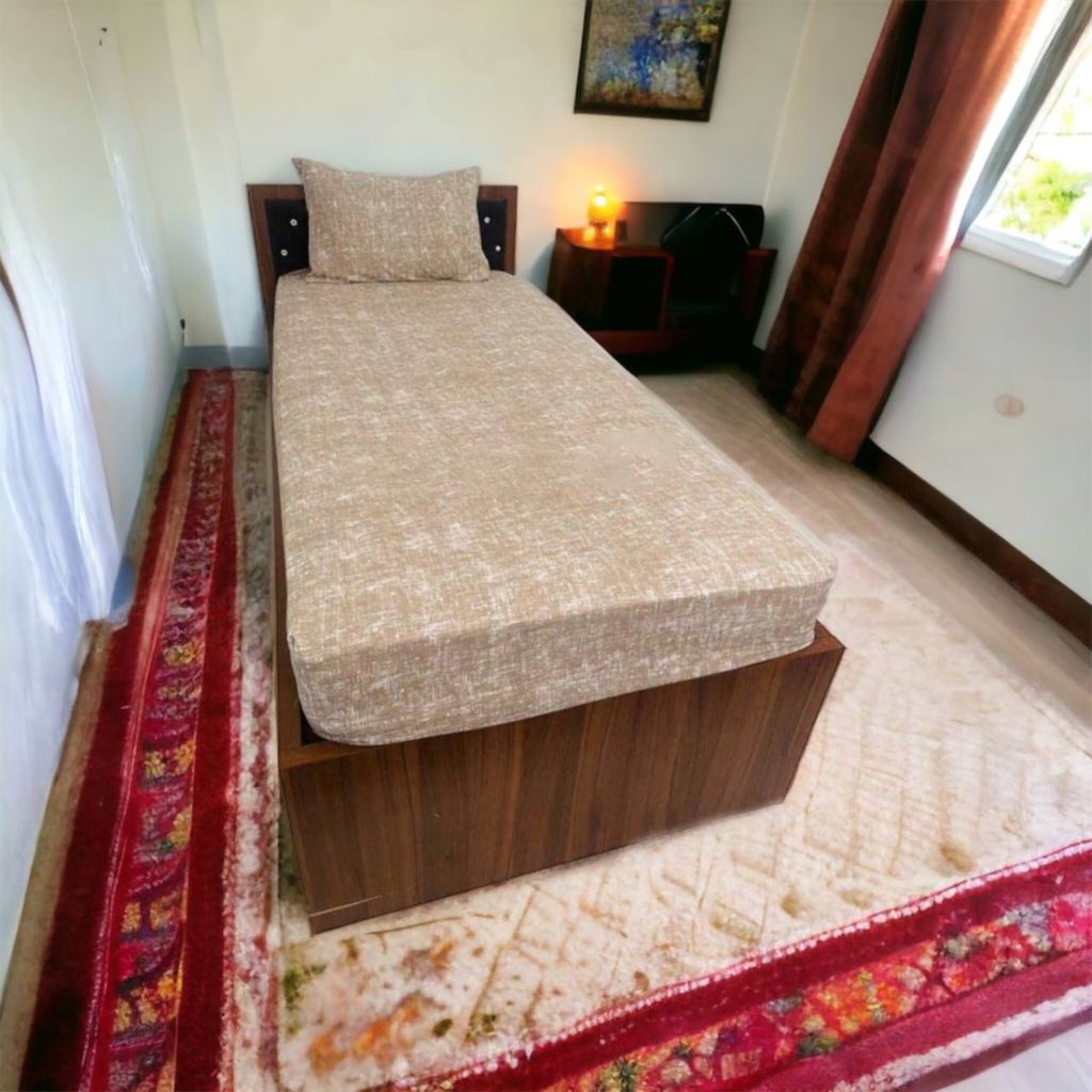 خرید انلاین روتختی یکنفره مدل کشدار طرح پتینه نسکافه‌ای 1نفره 2تکه (همراه روبالشی)