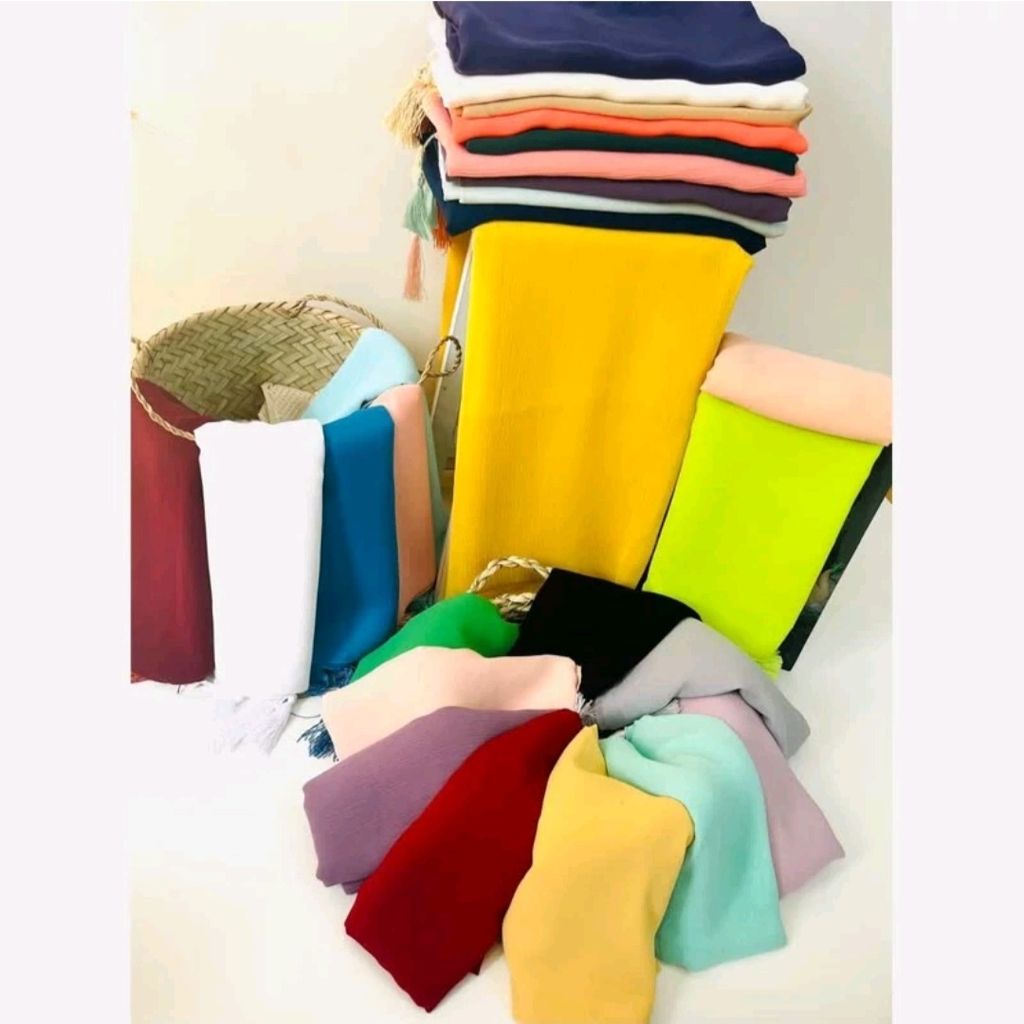 خرید اینترنتی شال حریر کرپ منگوله دار زنانه در رنگ های مختلف