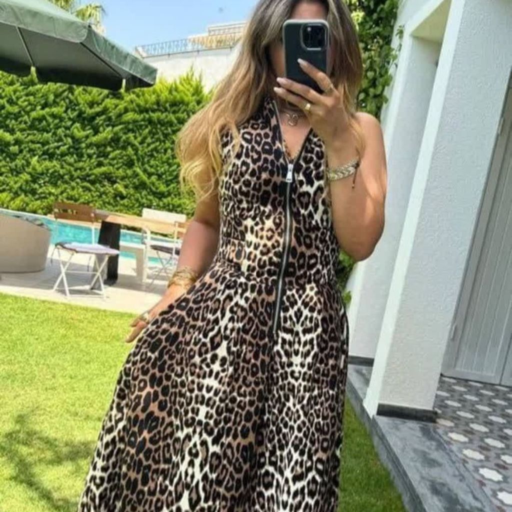 خرید انلاین پیراهن جلو زیپ دار پلنگی