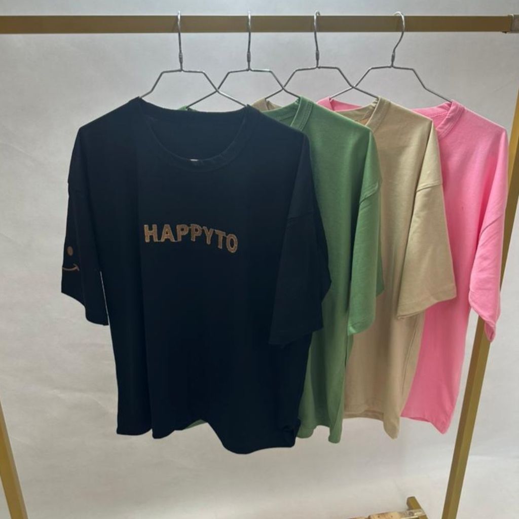 مشخصات تیشرت باکسی طرح لبخند