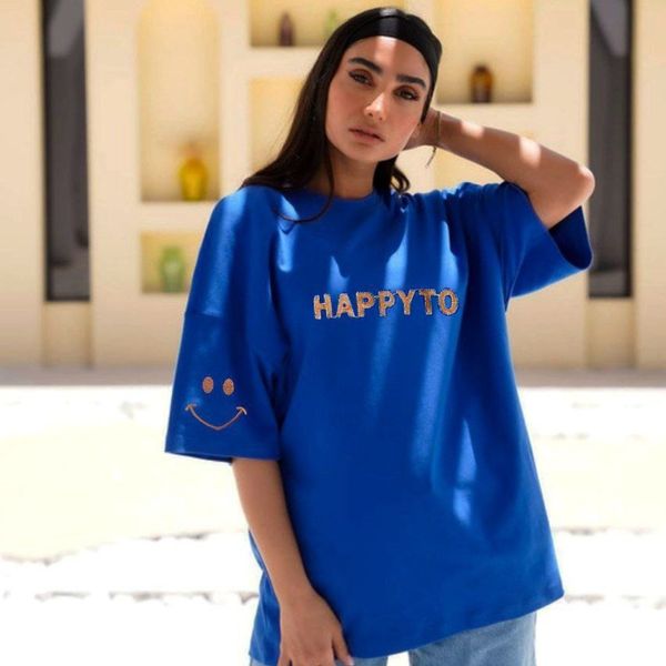 تیشرت باکسی طرح لبخند