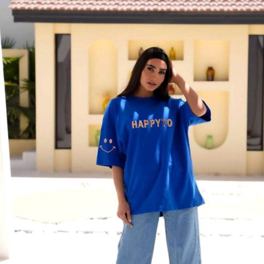 خرید آنلاین تیشرت باکسی طرح لبخند