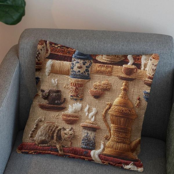 پارچه مخمل روبالشی پارچه باما طرح سه بعدی سنتی ایرانی کد 5014001