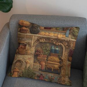 خرید اینترنتی پارچه مخمل روبالشی پارچه باما طرح سه بعدی نوستالژی ایرانی کد 5014003