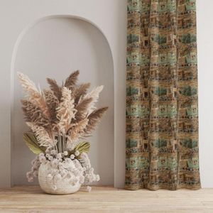 خرید آنلاین پارچه مخمل روبالشی پارچه باما طرح سه بعدی طبیعت روستایی کد 5014009