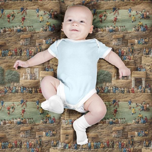 پارچه مخمل روبالشی پارچه باما طرح سه بعدی طبیعت روستایی کد 5014009