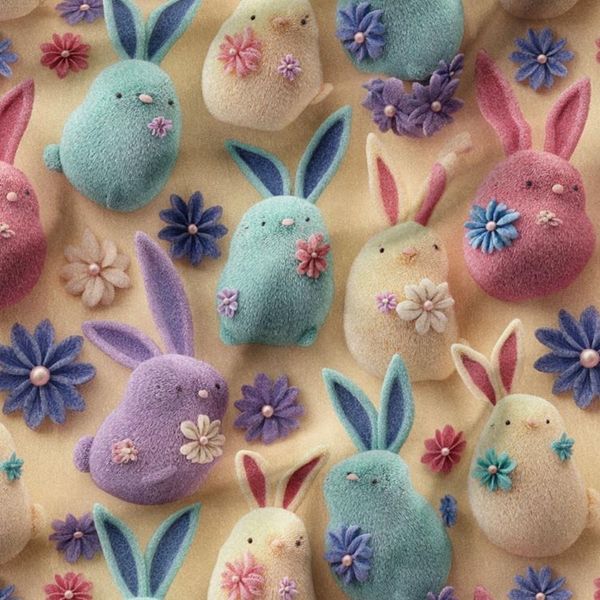 پارچه مخمل روبالشی پارچه باما طرح سه بعدی خرگوش کیوت کد 5014024