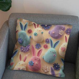 خرید اینترنتی پارچه مخمل روبالشی پارچه باما طرح سه بعدی خرگوش کیوت کد 5014024