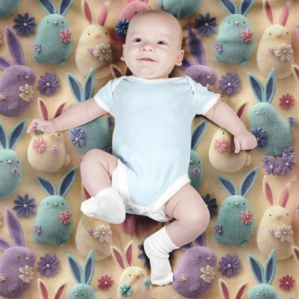 خرید آنلاین پارچه مخمل روبالشی پارچه باما طرح سه بعدی خرگوش کیوت کد 5014024