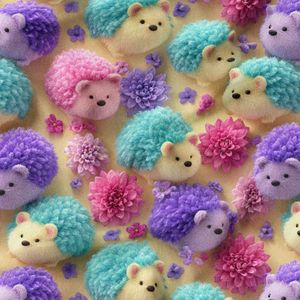 پارچه مخمل روبالشی پارچه باما طرح سه بعدی جوجه تیغی کیوت کد 5014028