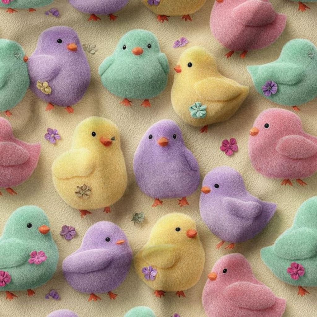 مشخصات پارچه مخمل روبالشی پارچه باما طرح سه بعدی جوجه رنگی کد 5014031