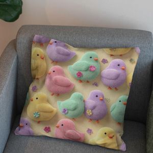 خرید انلاین پارچه مخمل روبالشی پارچه باما طرح سه بعدی جوجه رنگی کد 5014031