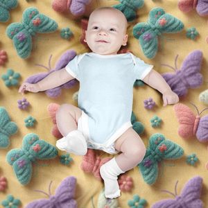 مشخصات پارچه مخمل روبالشی پارچه باما طرح سه بعدی پروانه رنگی کد 5014035