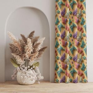 مشخصات پارچه مخمل روبالشی پارچه باما طرح سه بعدی پروانه رنگی کد 5014035