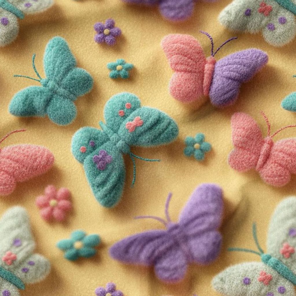 فروش اینترنتی پارچه مخمل روبالشی پارچه باما طرح سه بعدی پروانه رنگی کد 5014035