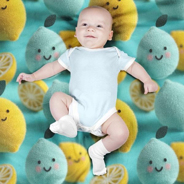 پارچه مخمل روبالشی پارچه باما طرح سه بعدی میوه  کارتونی کد 5014037