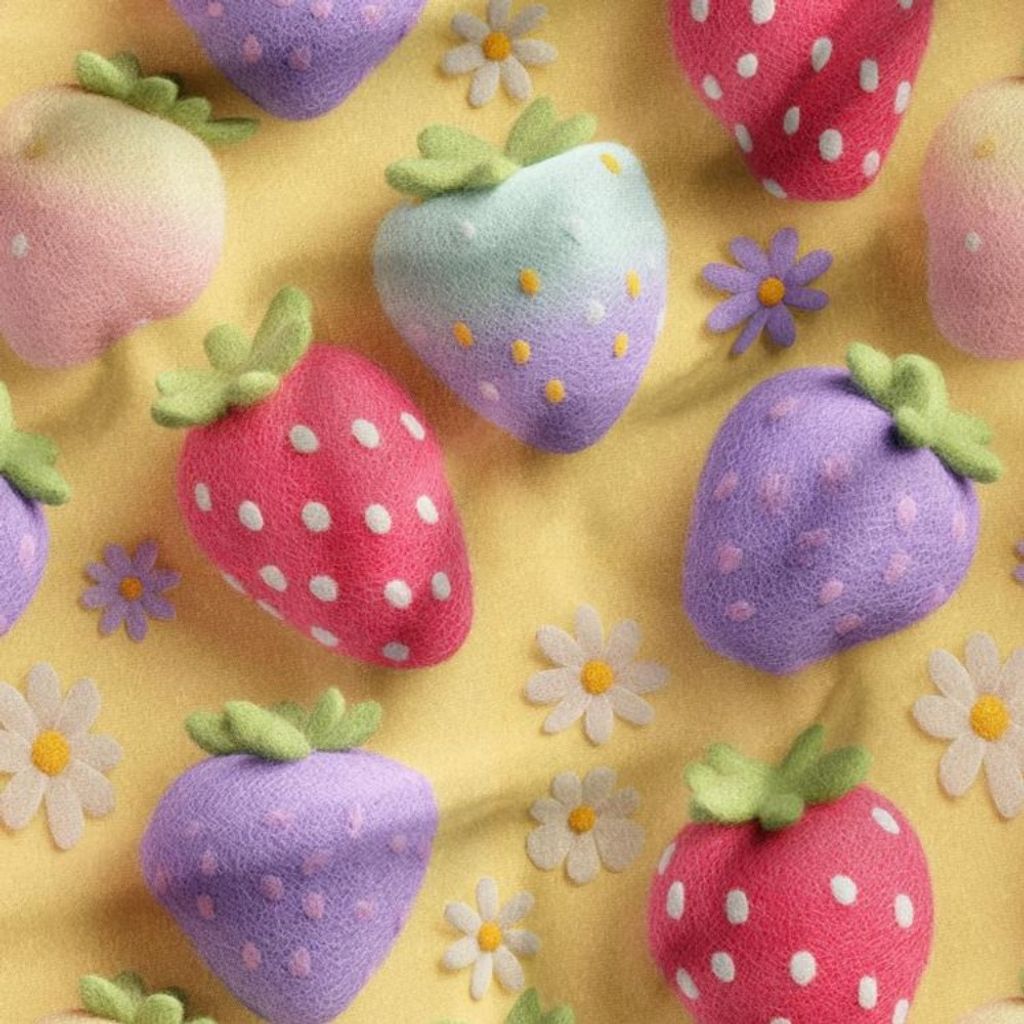 خرید انلاین پارچه مخمل کوسن مبل پارچه باما طرح سه بعدی توت فرنگی کد 5014045