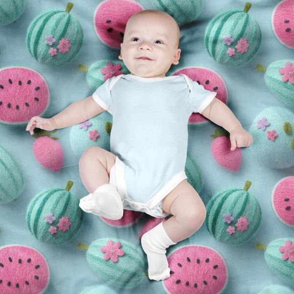 پارچه مخمل کوسن مبل پارچه باما طرح سه بعدی هندوانه کد 5014048