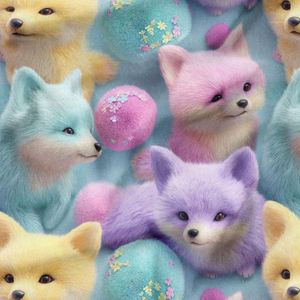 پارچه مخمل کوسن مبل پارچه باما طرح سه بعدی روباه کیوت کد 5014052