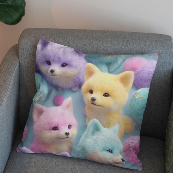 پارچه مخمل کوسن مبل پارچه باما طرح سه بعدی روباه کیوت کد 5014052