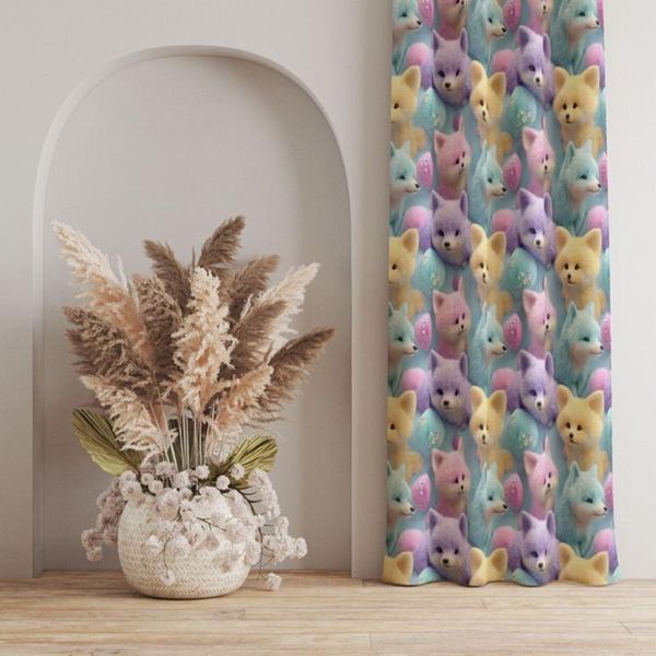 پارچه مخمل کوسن مبل پارچه باما طرح سه بعدی روباه کیوت کد 5014052