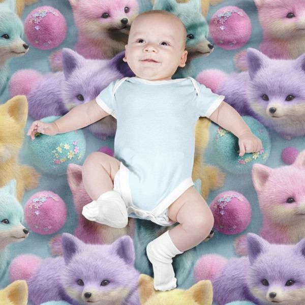 پارچه مخمل کوسن مبل پارچه باما طرح سه بعدی روباه کیوت کد 5014052