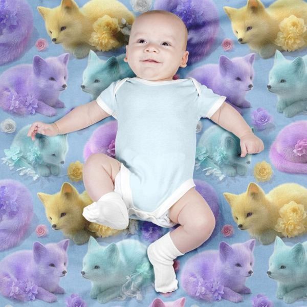 پارچه مخمل کوسن مبل پارچه باما طرح سه بعدی روباه کیوت کد 5014054