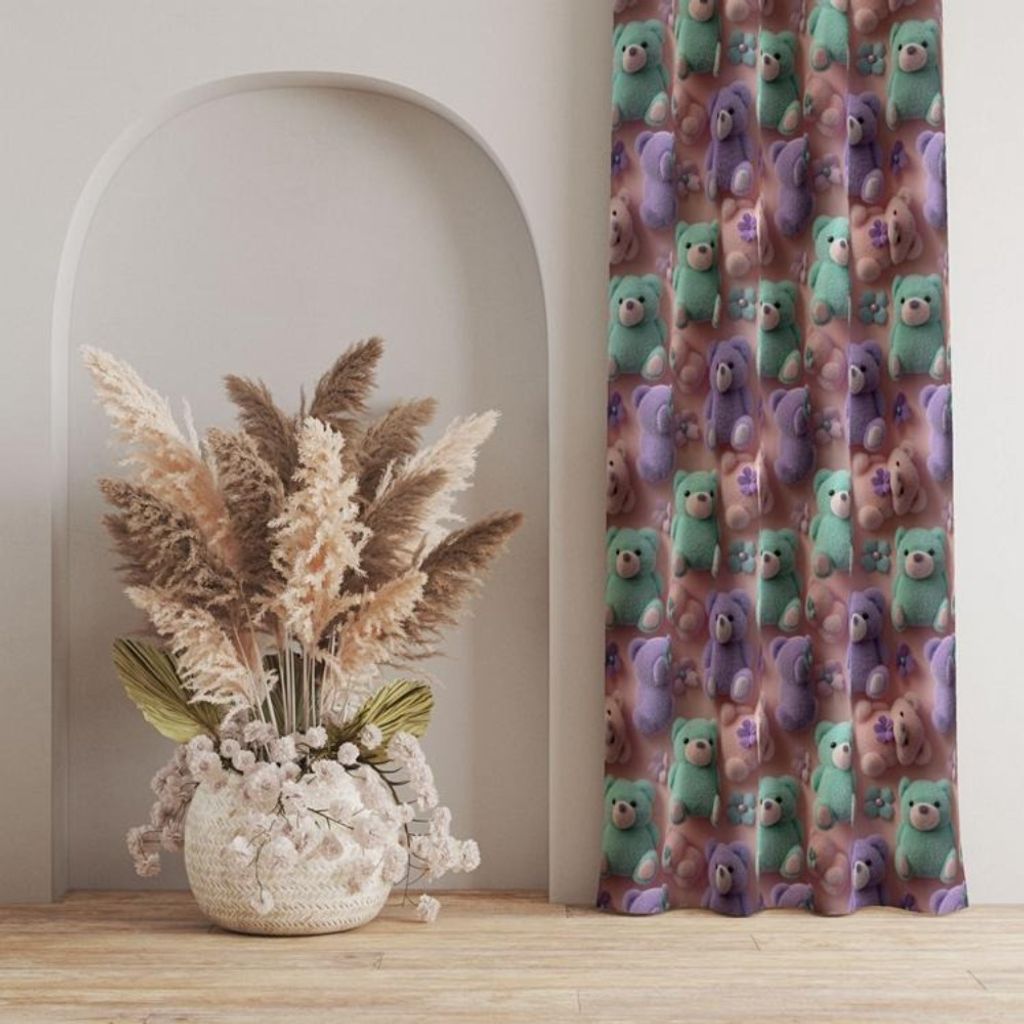 فروش اینترنتی پارچه مخمل کوسن مبل پارچه باما طرح سه بعدی  عروسکی کد 5014064