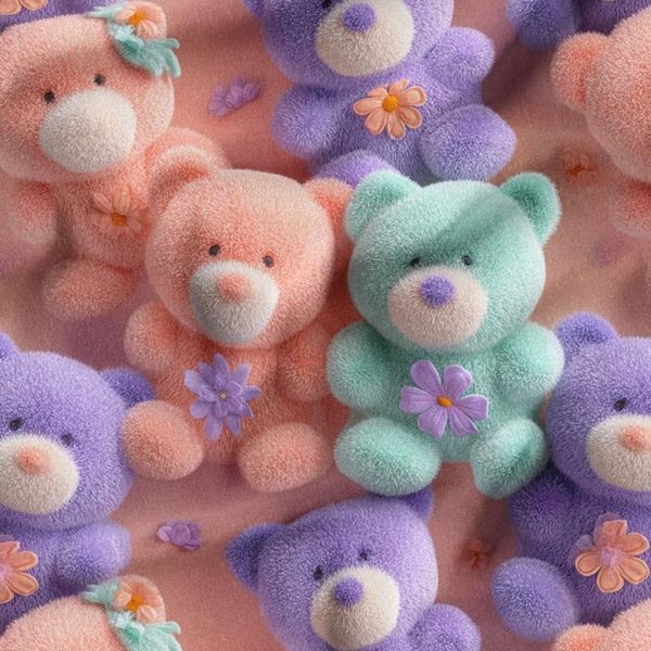 پارچه مخمل کوسن مبل پارچه باما طرح سه بعدی عروسکی کد 5014066