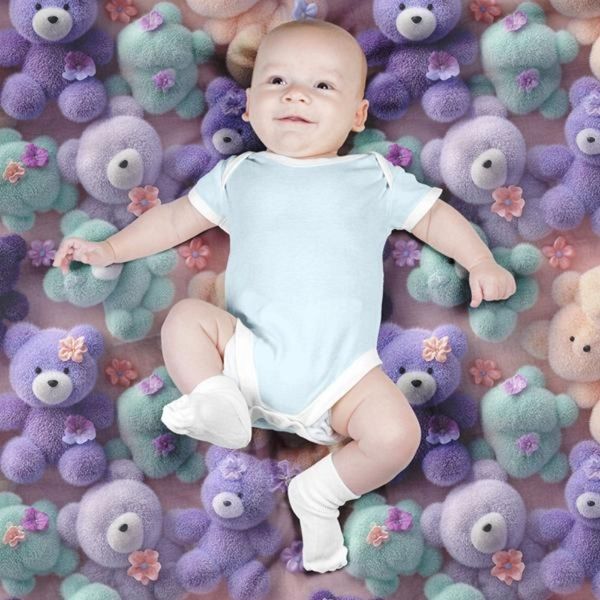 پارچه مخمل کوسن مبل پارچه باما طرح سه بعدی عروسکی کد 5014067