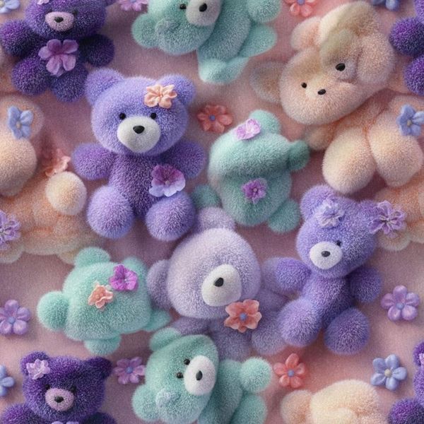 پارچه مخمل کوسن مبل پارچه باما طرح سه بعدی عروسکی کد 5014067