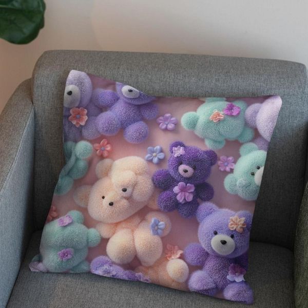 پارچه مخمل کوسن مبل پارچه باما طرح سه بعدی عروسکی کد 5014067