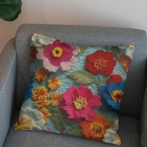 قیمت پارچه مخمل کوسن مبل پارچه باما طرح سه بعدی گل فانتزی کد 5014069