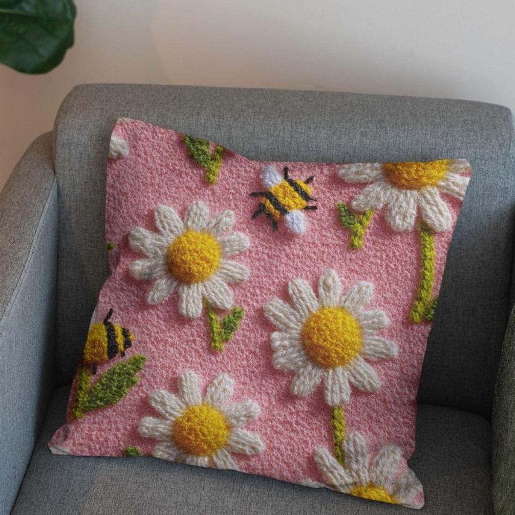 مشخصات پارچه مخمل کوسن مبل پارچه باما طرح سه بعدی گل  بابونه کد 5014071