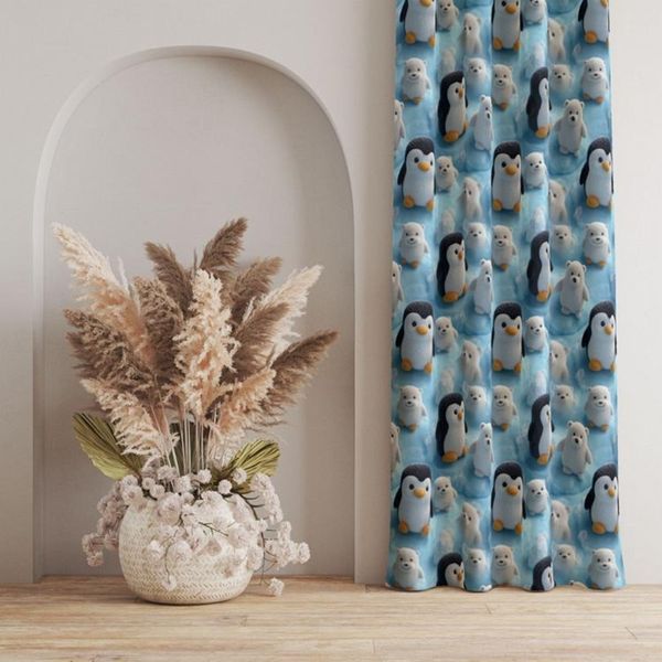 پارچه مخمل کوسن مبل پارچه باما طرح سه بعدی پنگوین ها کد 5014075