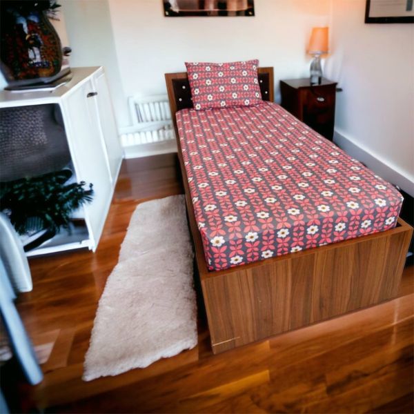 روتختی تک نفره مدل کشدار طرح بهشت گلبه‌ای عرض90