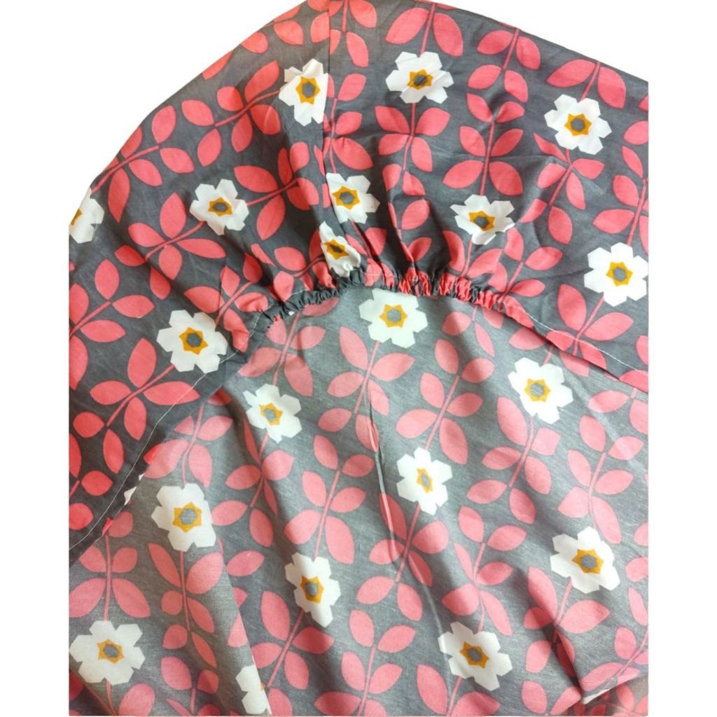 قیمت روتختی تک نفره مدل کشدار طرح بهشت گلبه‌ای عرض90