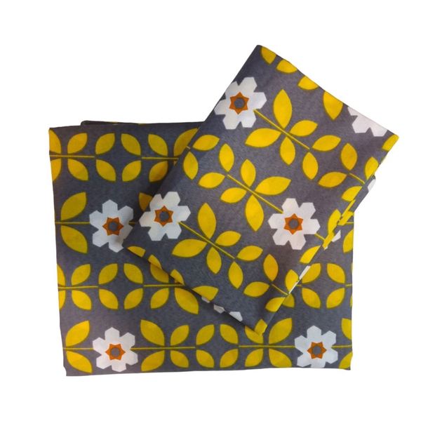 ملافه کشدار یک نفره طرح بهشت زرد عرض 90