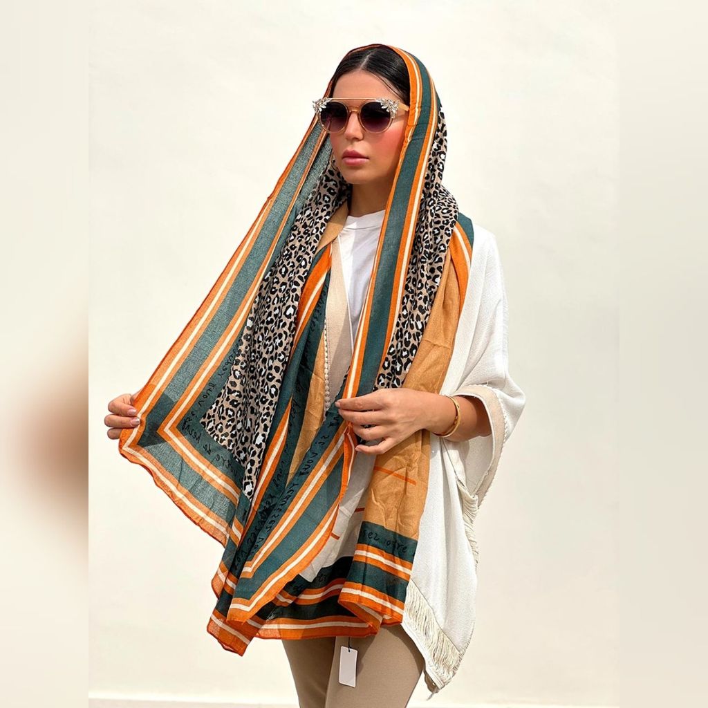 فروش اینترنتی شال نخ پنبه وارداتی پلنگی