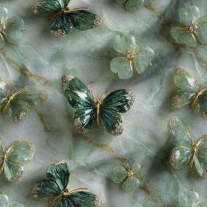 پارچه مخمل روبالشی پارچه باما طرح سه بعدی پروانه فانتزی کد 5014087