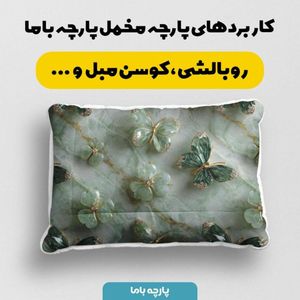 خرید اینترنتی پارچه مخمل روبالشی پارچه باما طرح سه بعدی پروانه فانتزی کد 5014087