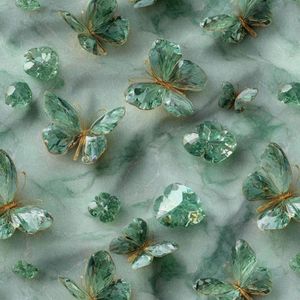 پارچه مخمل روبالشی پارچه باما طرح سه بعدی پروانه فانتزی کد 5014089